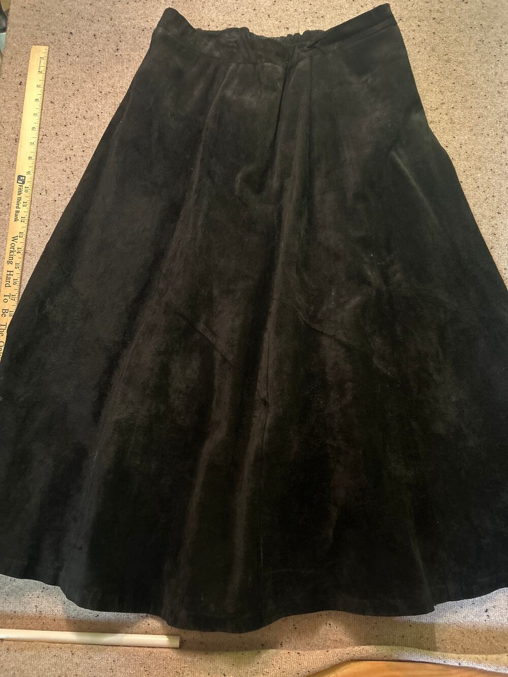 Toffs Black Suede Maxi Skirt VTG 16W Fully Lined Elastic Back Heritage Classic